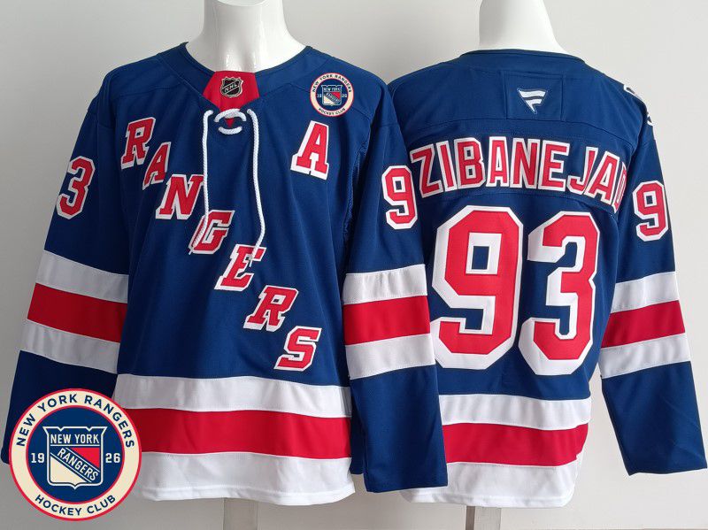 Men New York Rangers #93 Zibanejad Blue 2025 Fanatics Home Premium NHL Jersey style 3